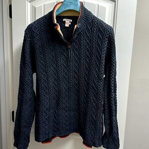 NWOT Men’s Carbon 2 Cobalt Cable Knit 1/4 zip Sweater with Sherpa Lined Collar